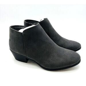 Style & Co Wileyy Microsuede Ankle Booties NIB Size 8M Gray Side Zip Minimalist